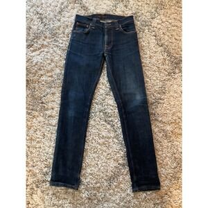 Nudie Jeans Co Slim Indigo Denim Jeans Orange Stitching 29x34